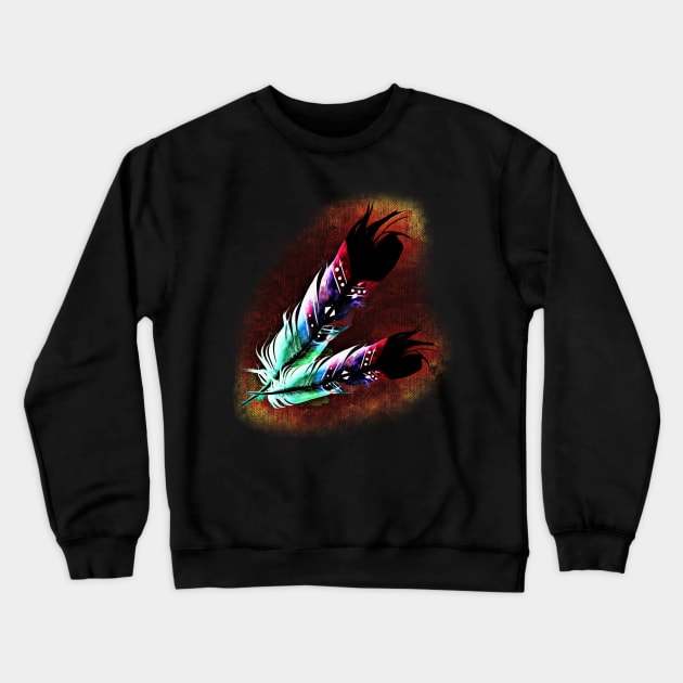 Southwest Native American Indian Tribal Art Colorful Feather Crewneck Sweatshirt by twizzler3b